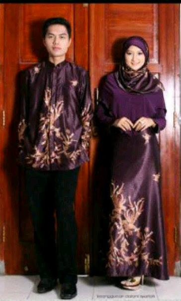  Couple  Batik Sutra Ungu  GALERI AYESHA JUAL BAJU  PESTA  